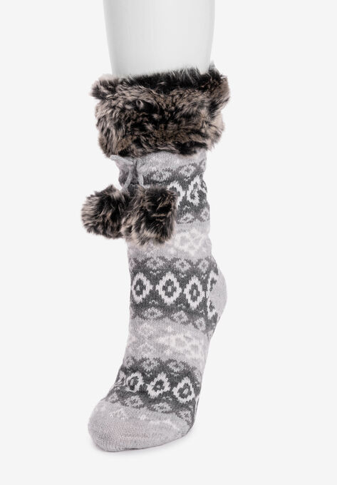 Fur Cuffed Cabin Socks, , on-hover image number null