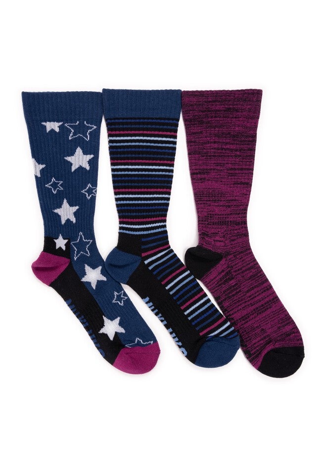 Women'S 3 Pack Cotton Compression Crew Socks, ATLANTIC BLUE, hi-res image number null