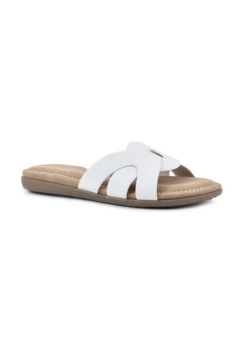 Fortunate Slide Sandal, WHITE BURNISHED SMOOTH, hi-res image number null