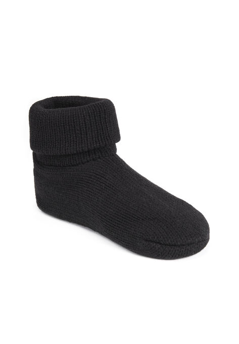 Cuffed Slipper Socks, BLACK, hi-res image number null