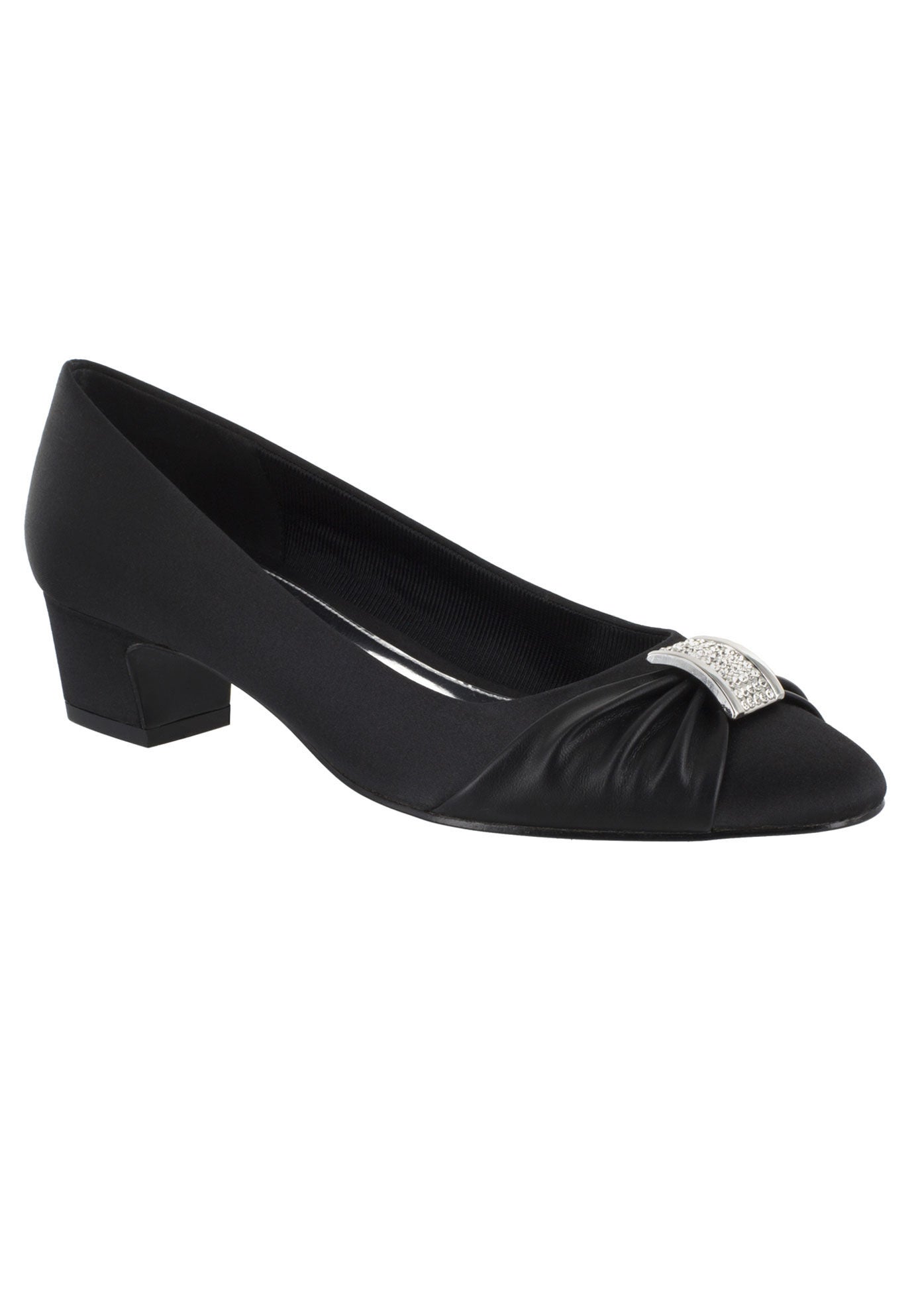 Eloise Pumps by Easy Street&reg;, BLACK SATIN, hi-res image number 0
