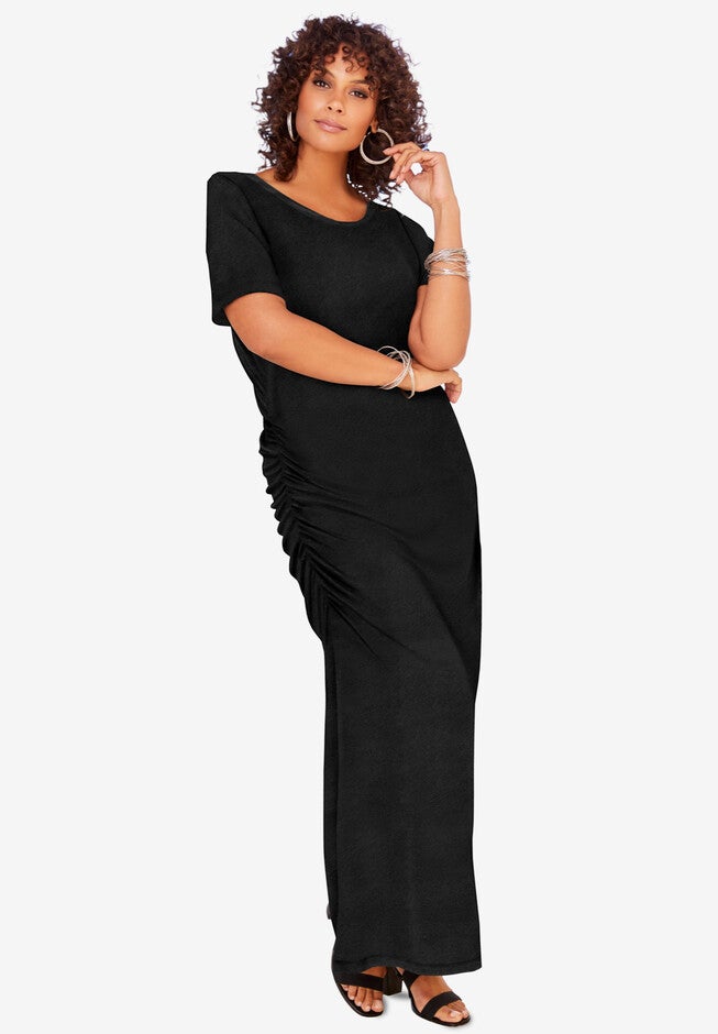 Supersoft Ruched Maxi Dress, BLACK, hi-res image number null
