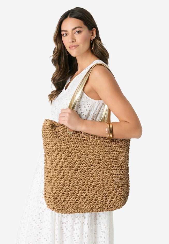 Straw Tote Bag, NATURAL, hi-res image number null
