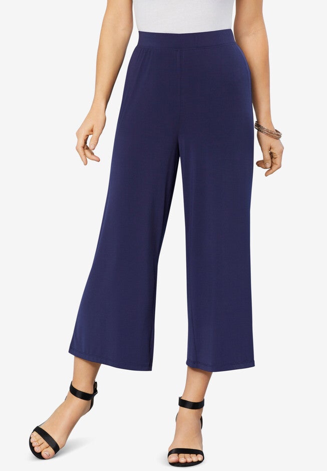 Ultrasmooth® Fabric Wide-Leg Crop Pant, NAVY, hi-res image number 0
