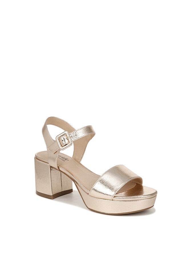 Rhythmn Heeled Sandals, PLATINO GOLD LEATHER, hi-res image number 0