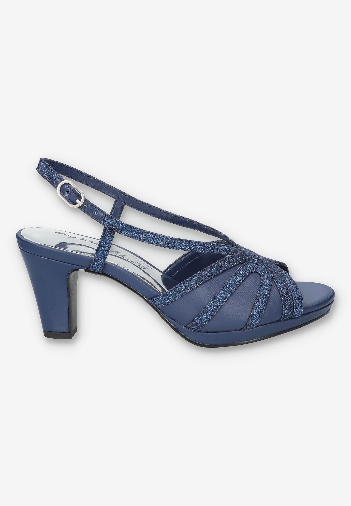 Starlight Heeled Sandals, NAVY SATIN, alternate image number 2