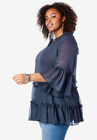 Tiered Ruffle Tunic with Bell Sleeves, , alternate image number null