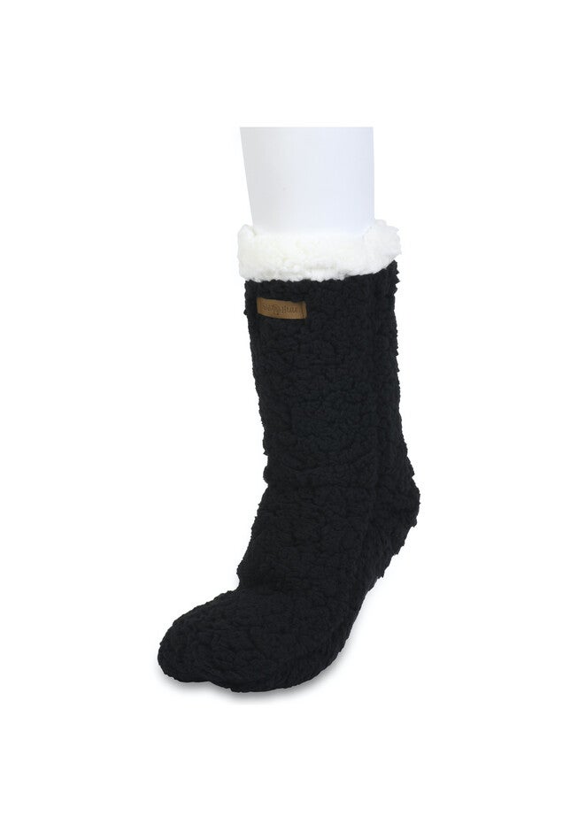 Faux Shearling Cabin Sock, BLACK, hi-res image number 0