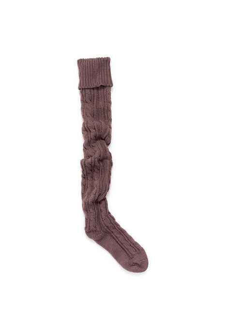 Cable Knit Slipper Socks, PURPLE HAZE, hi-res image number null