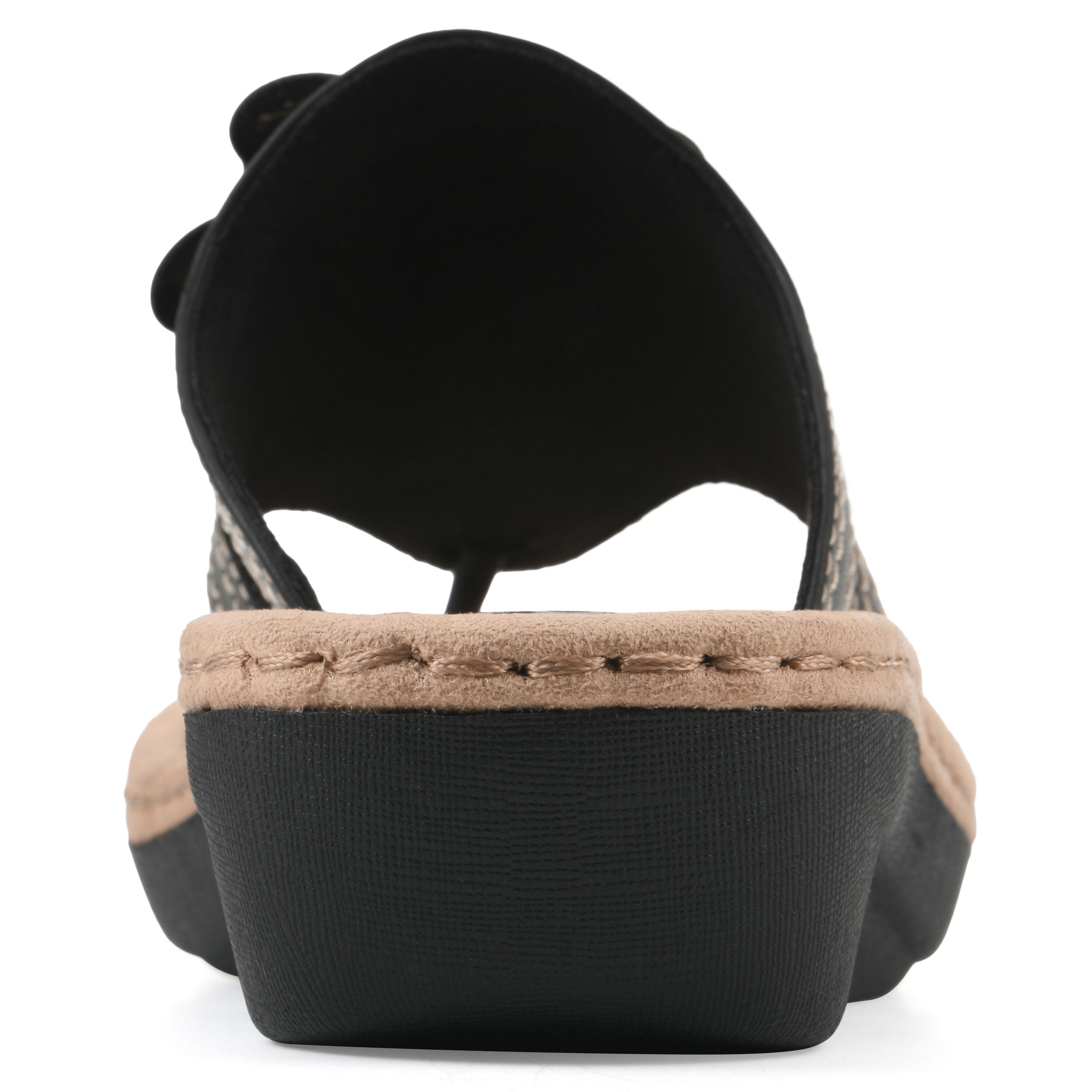 Cashlyn Floral Mini Wedge Sandal, BLACK SMOOTH, on-hover image number 1