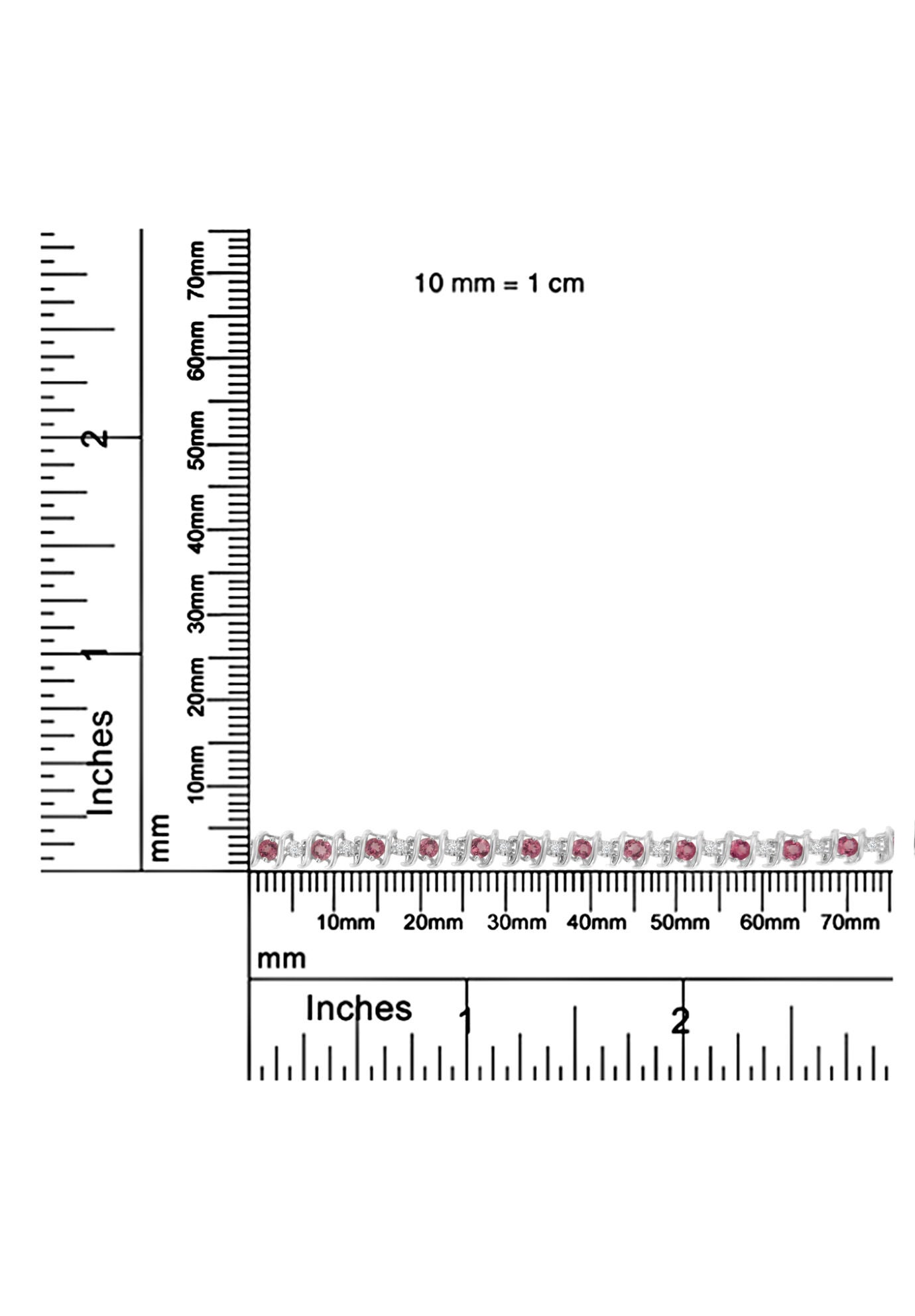 Sterling Silver Gemstone & Round Diamond Tennis Bracelet Pink Tourmaline October Birthstone, , alternate image number 6