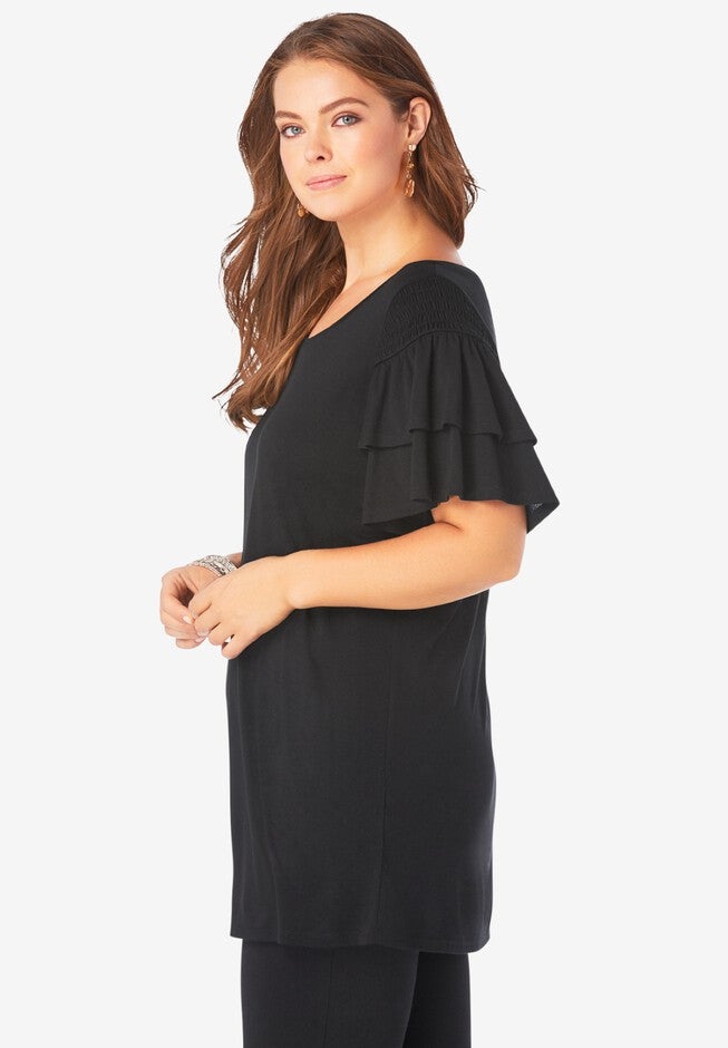 Ruffle-Sleeve Ultra Femme Tunic, , alternate image number null