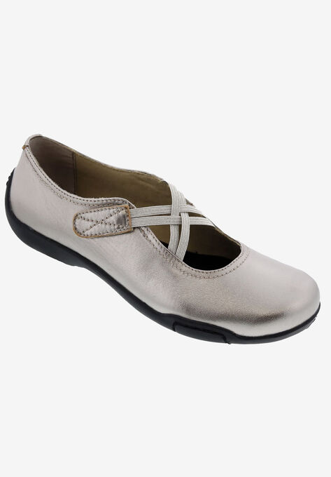 Cozy Cross-Strap Flat, PEWTER LEATHER, hi-res image number null