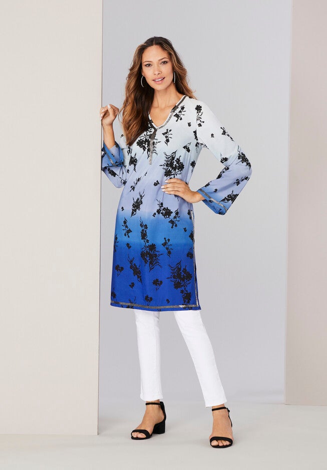 Beaded Tunic with Side Slits, , alternate image number 4