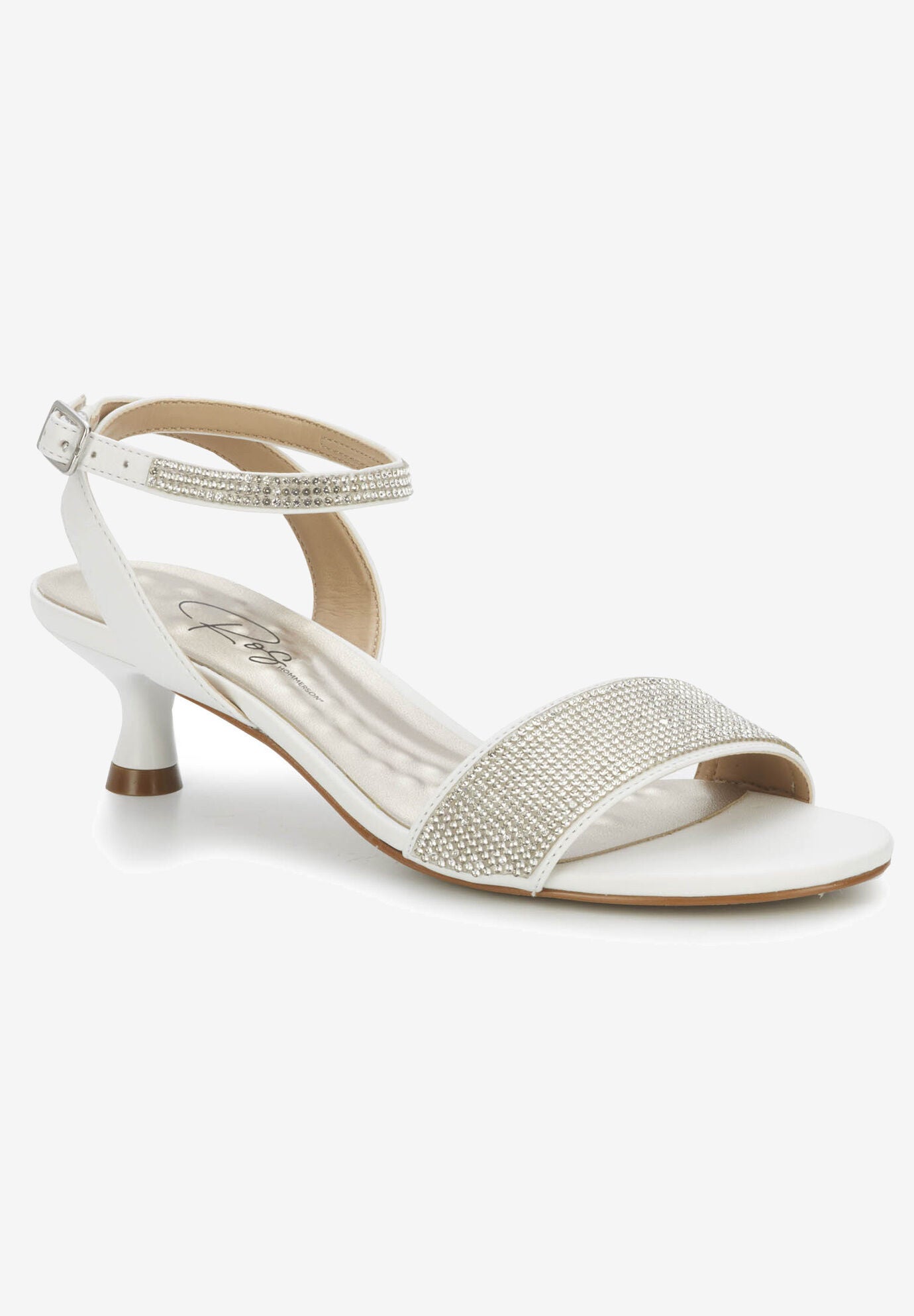 Leslie Heeled Sandal, WHITE LEATHER, hi-res image number 0