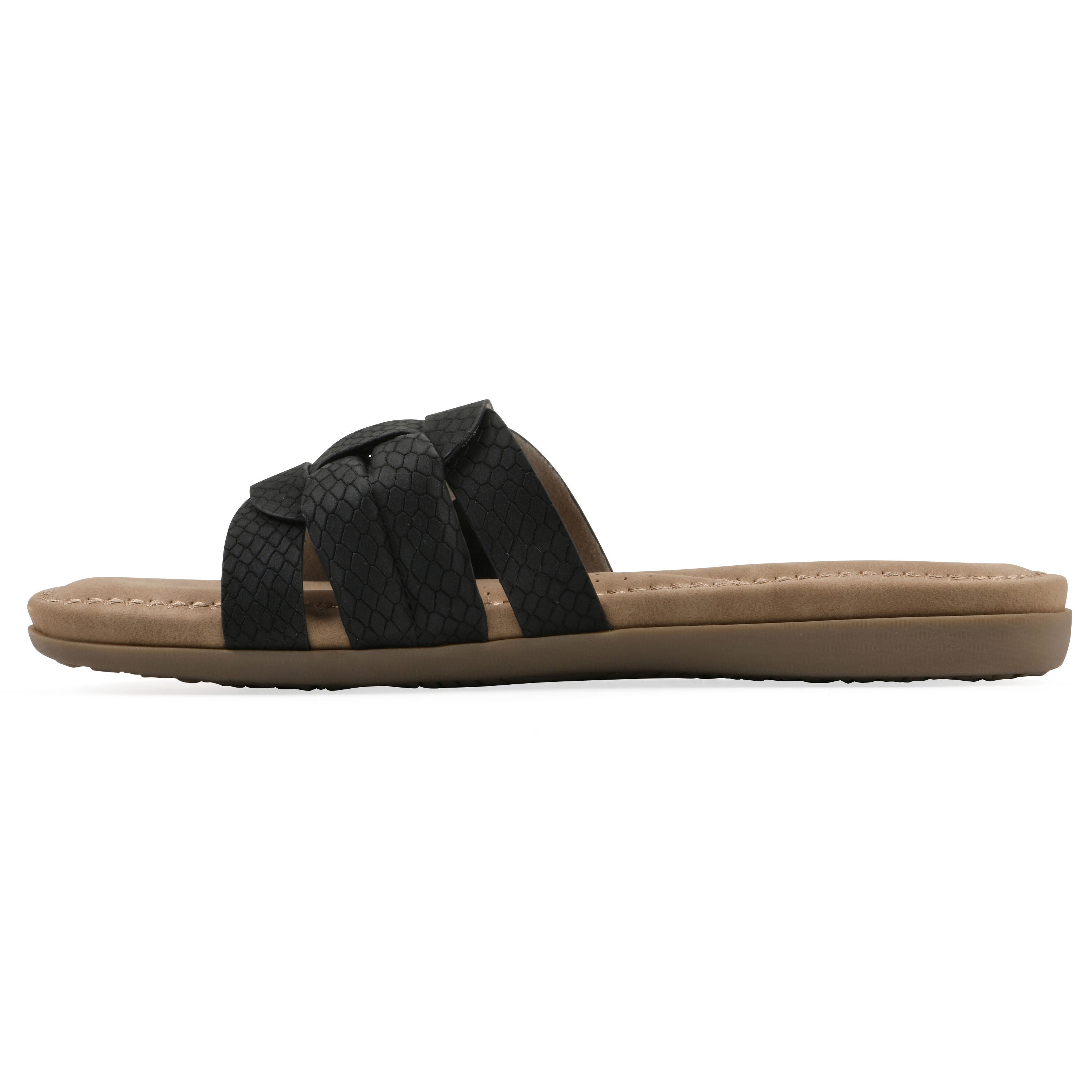 Fraley Slide Sandal, BLACK EMBOSSED, alternate image number 3