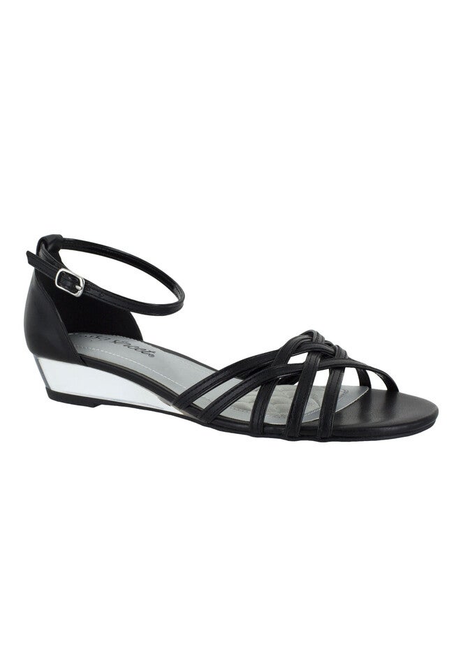 Tarrah Sandals by Easy Street®, BLACK PATENT PIPING, hi-res image number 0