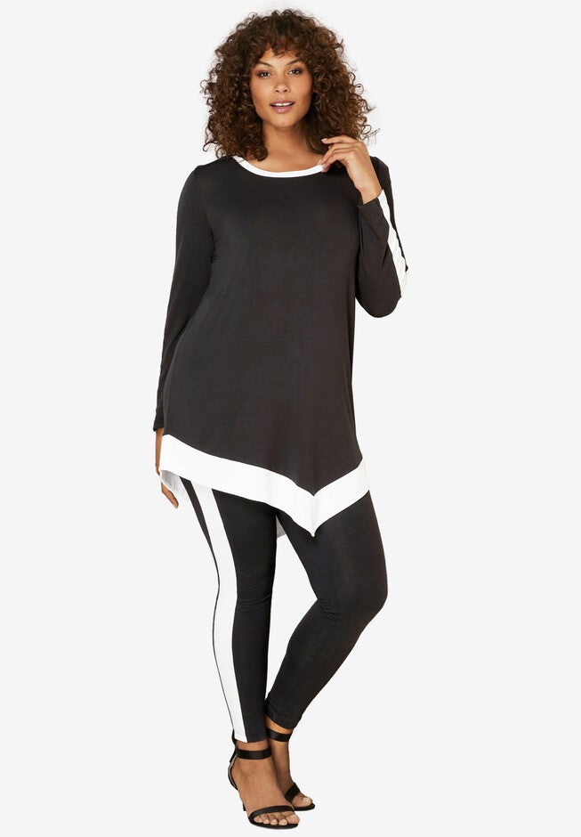 Contrast Trim Lounge Set, BLACK WHITE, hi-res image number null