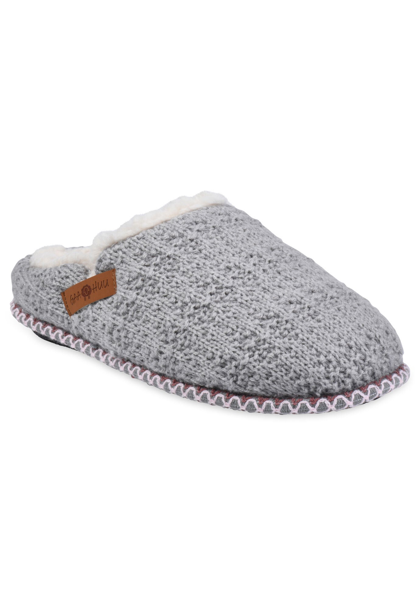 Textured Knit Clog With Fur Lining Slippers, GREY, hi-res image number 0