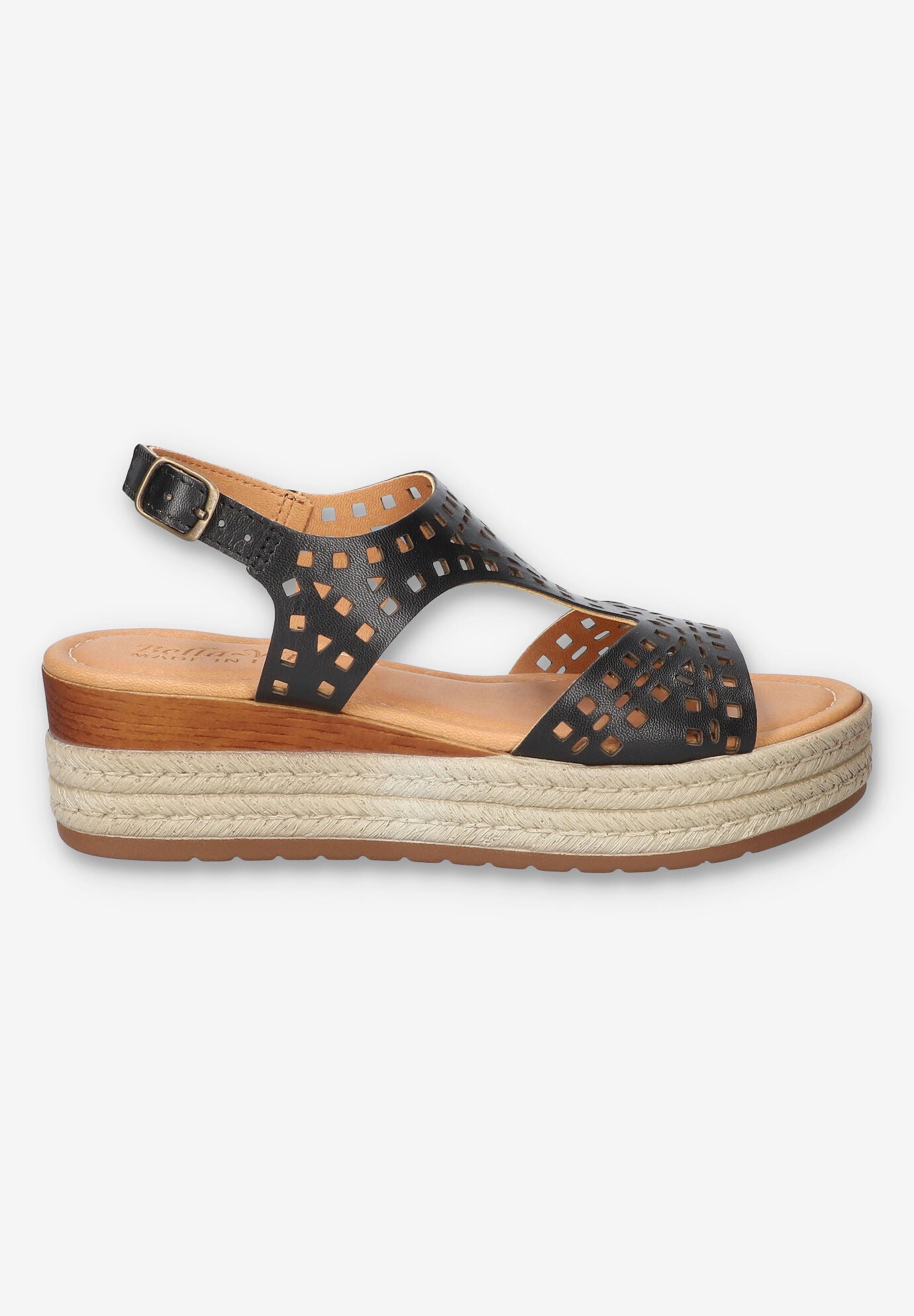 Ann-Italy Wedge Sandal, BLACK LEATHER, alternate image number 2