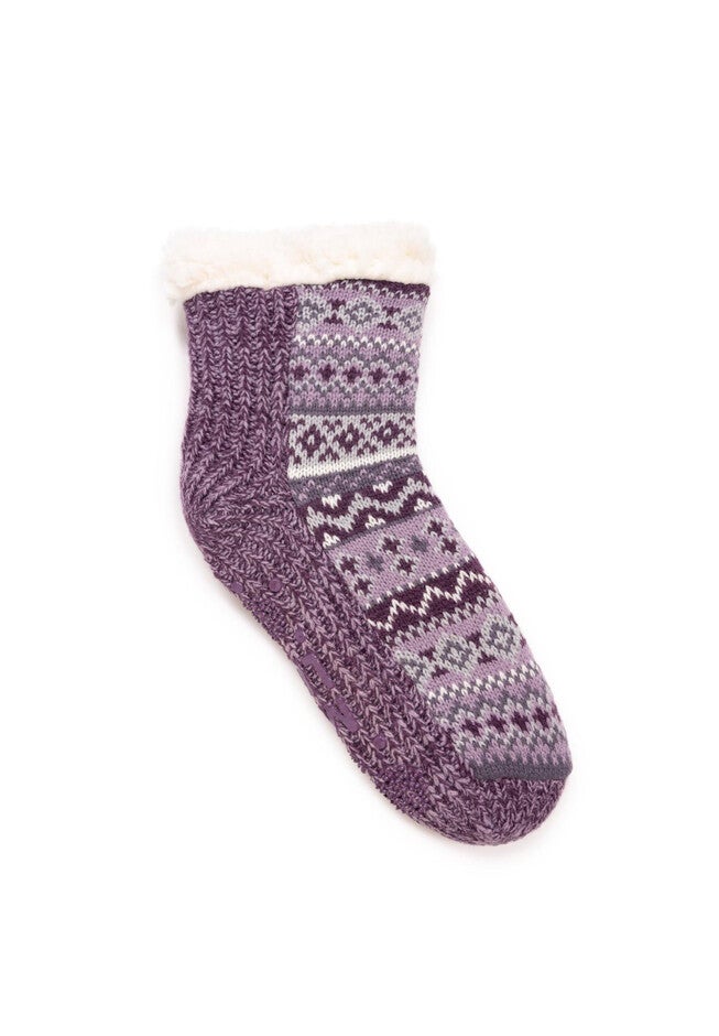 Cable Slipper Socks, WINTER VIOLET, hi-res image number null