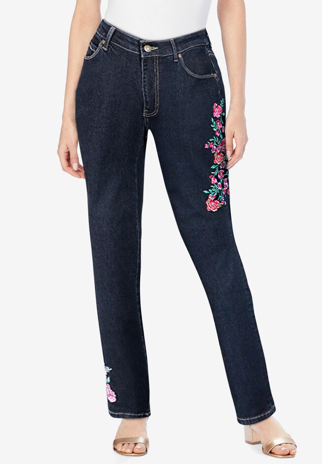 Embroidered Straight-Leg Jean, MULTI EMBROIDERED BOUQUET, hi-res image number null