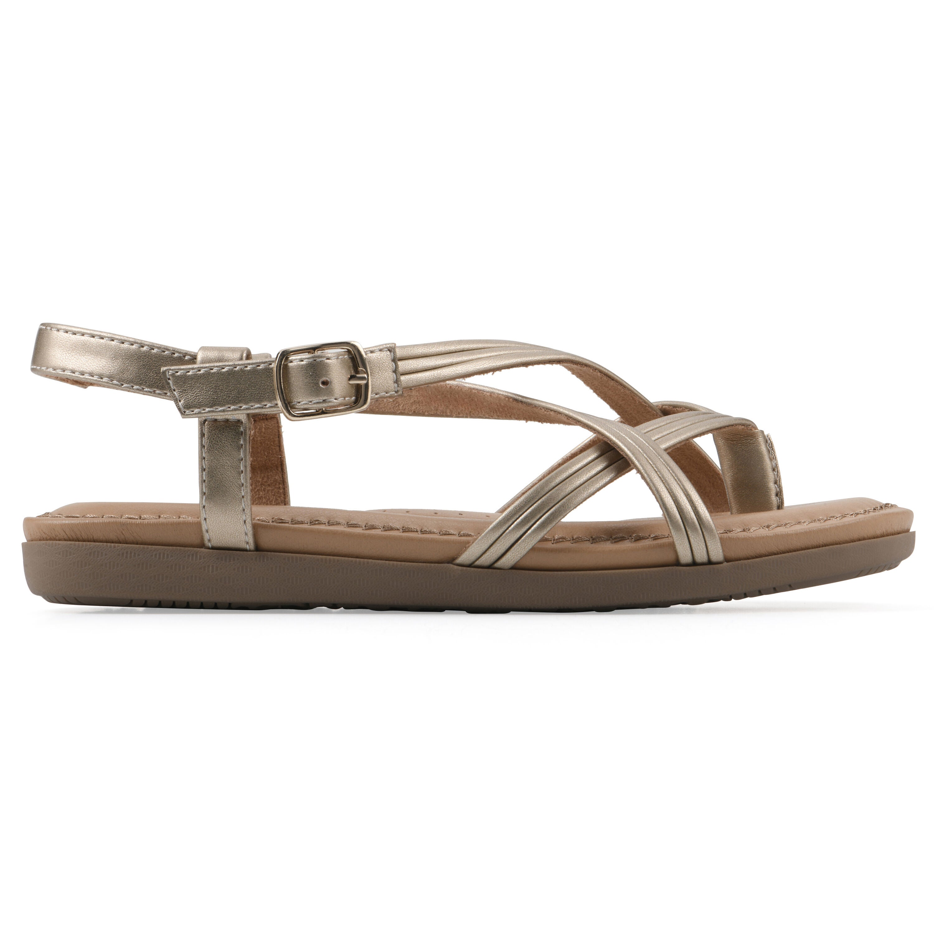 Frania Strappy Flat Sandal, GOLD SMOOTH, alternate image number 2