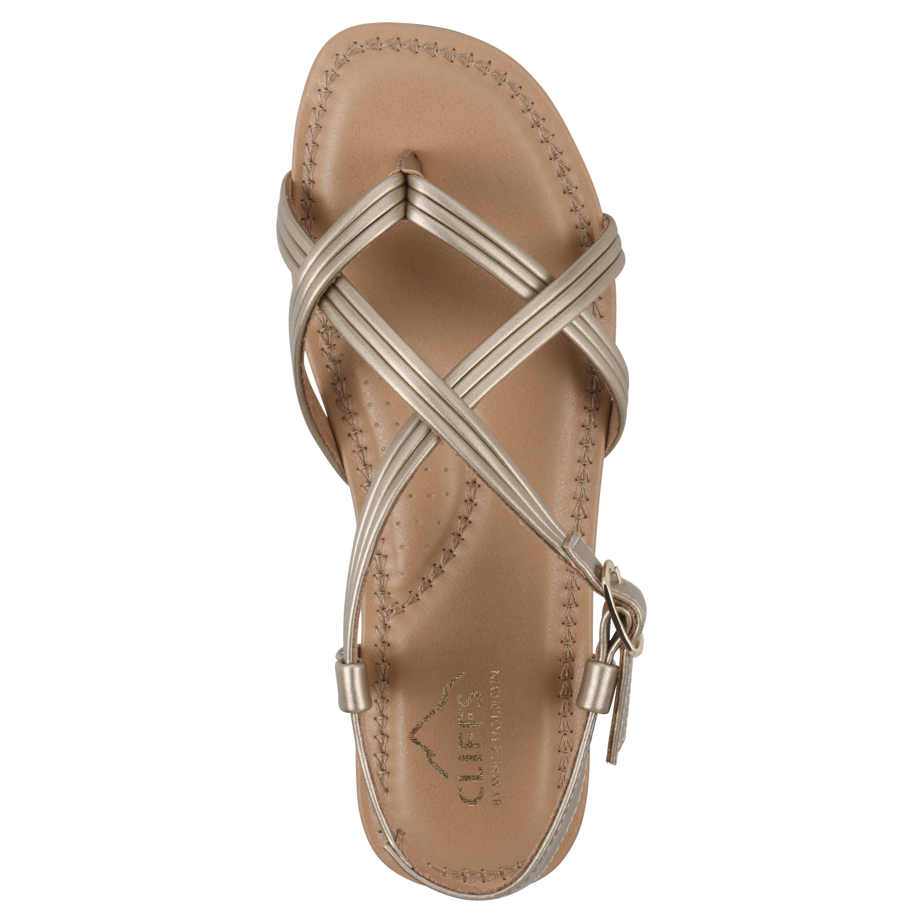 Frania Strappy Flat Sandal, GOLD SMOOTH, alternate image number 4