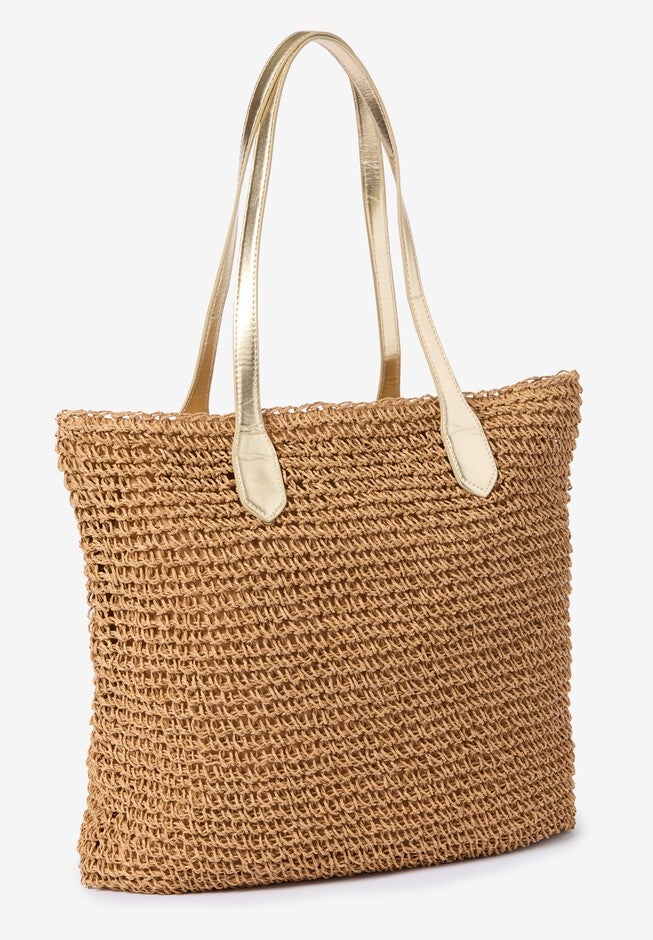 Straw Tote Bag, NATURAL, alternate image number null