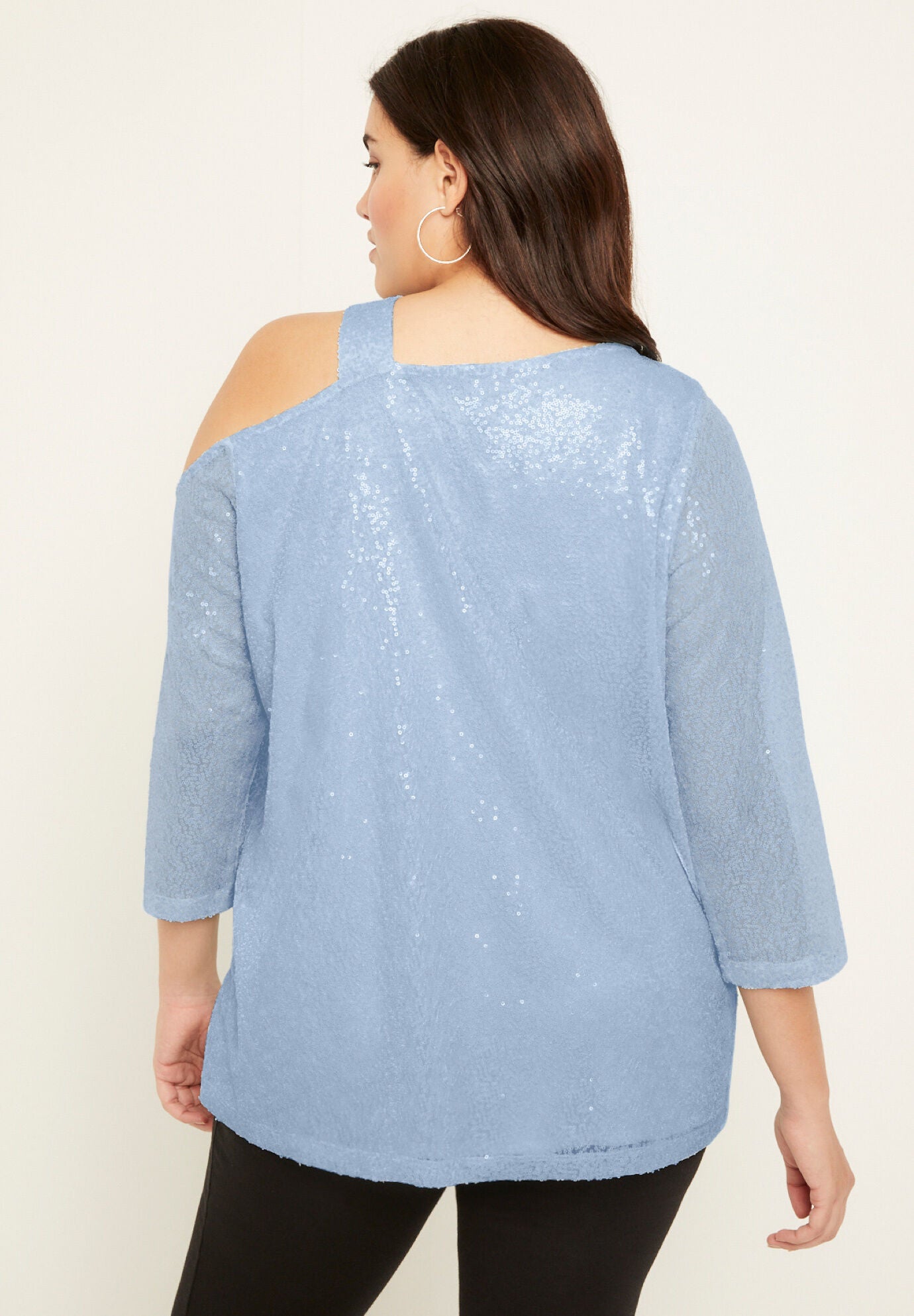 ONE SHOULDER GATHERED SEQUIN TOP