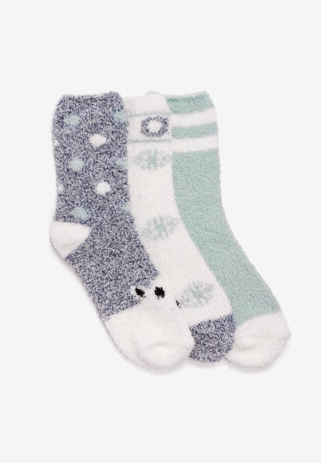 3 Pack Holiday Crew Socks, BLUE, hi-res image number 0