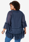 Tiered Ruffle Tunic with Bell Sleeves, , on-hover image number null