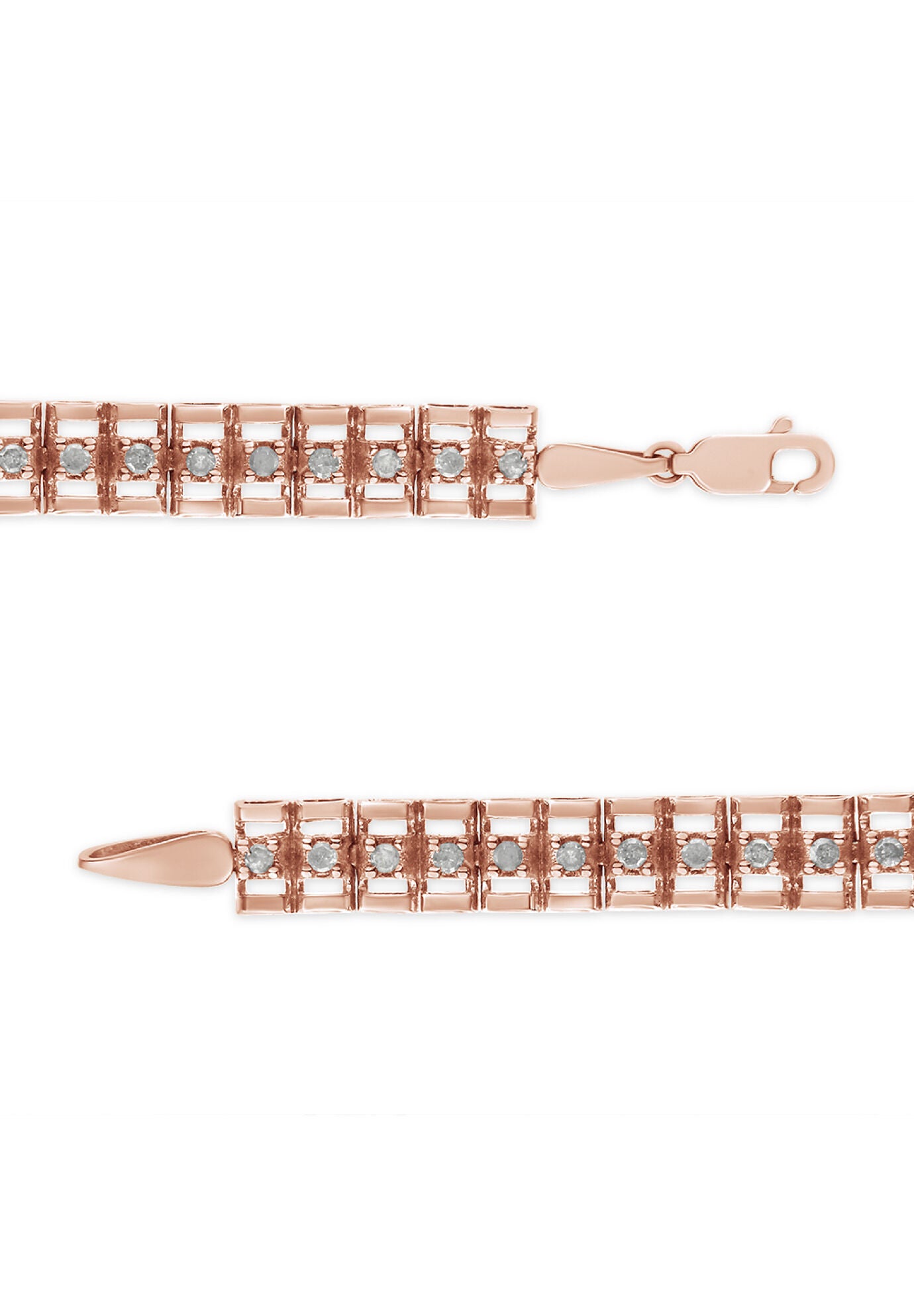 Rose Gold Plated Sterling Silver 1/2 Cttw Diamond Doublelink Tennis Bracelet, , alternate image number 3