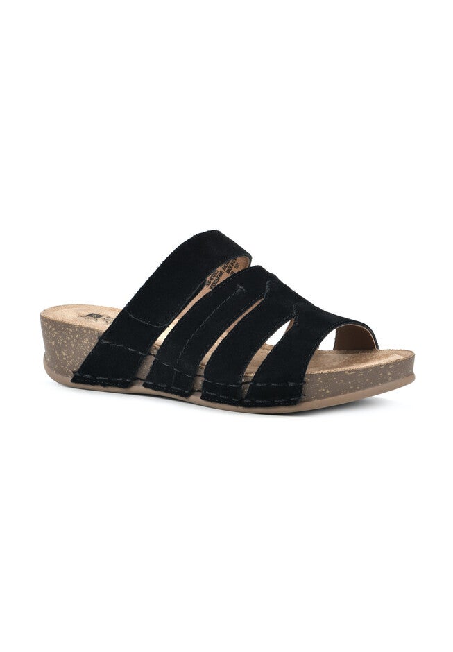 White Mountain Fame Slide Sandal, BLACK SUEDE, hi-res image number null