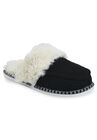 Textured Knit Moccasin Scuff Slipper, BLACK, hi-res image number 0