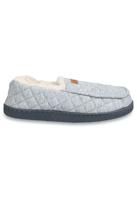 Quilted Jersey Mocassin Slipper Slippers, , alternate image number null