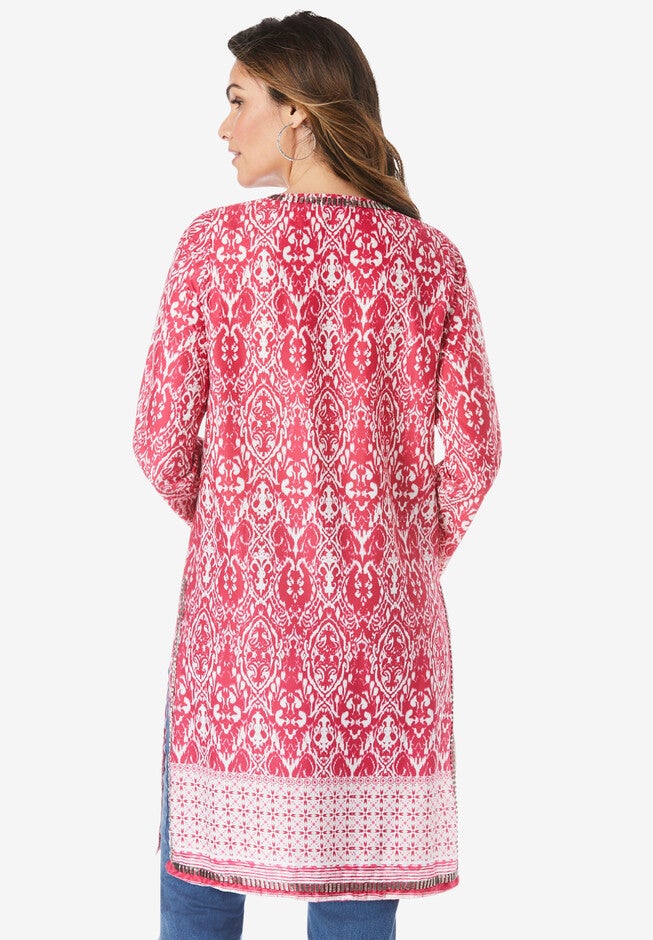 Beaded Tunic with Side Slits, , on-hover image number 1