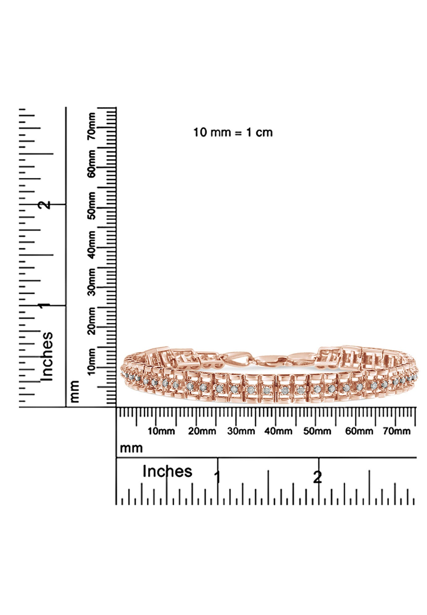 Rose Gold Plated Sterling Silver 1/2 Cttw Diamond Doublelink Tennis Bracelet, , alternate image number 4