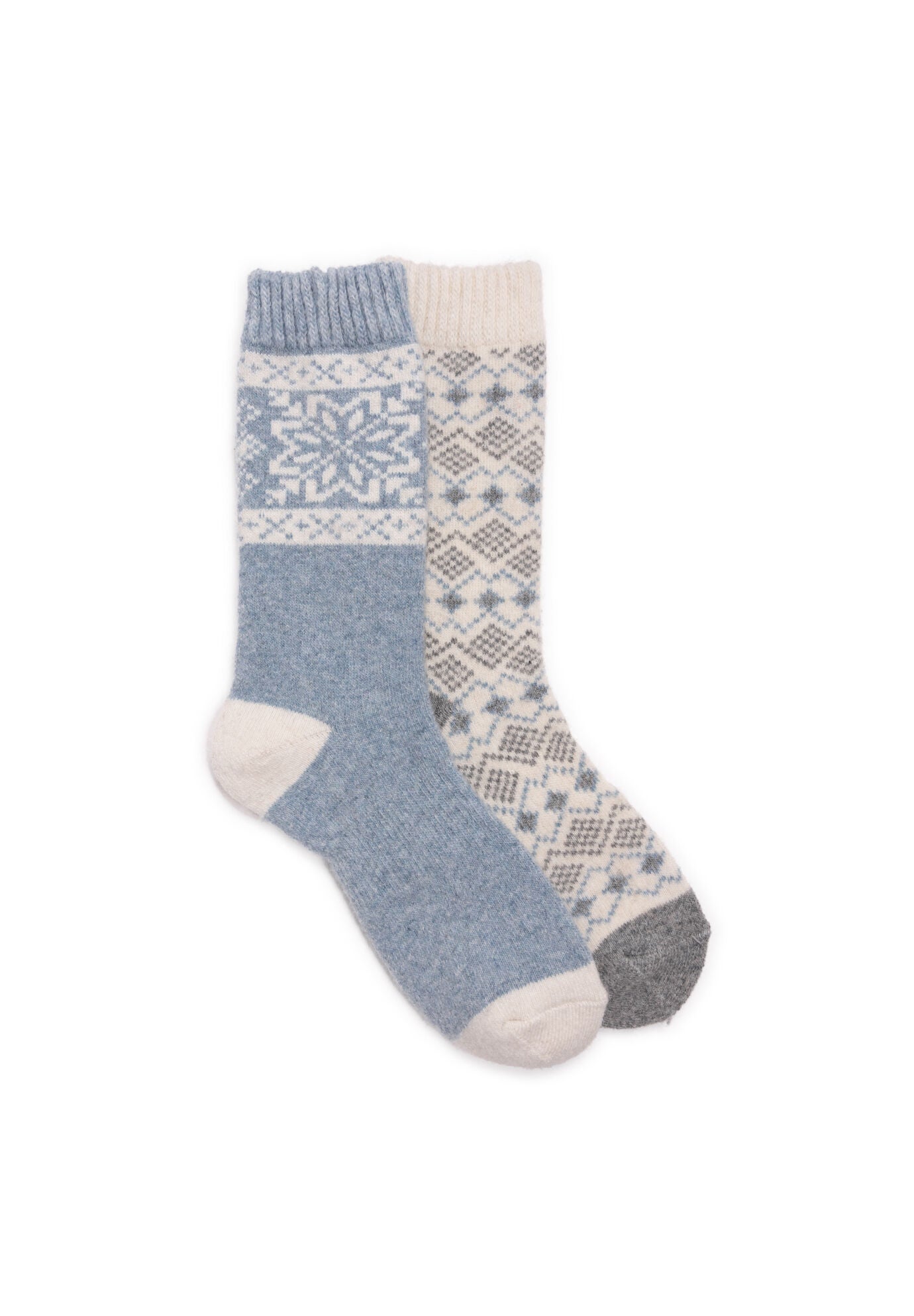 2 Pack Wool Socks, BLUE IVORY, hi-res image number 0