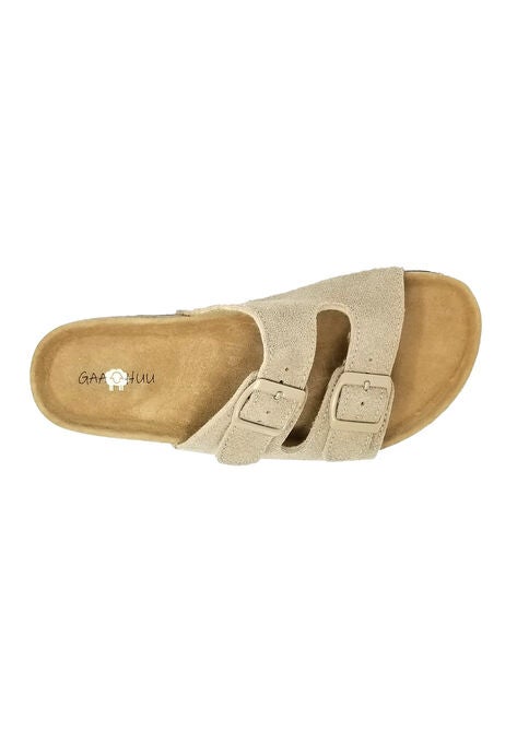 Suede Leather 2 Strap Footbed Sandal, , alternate image number null