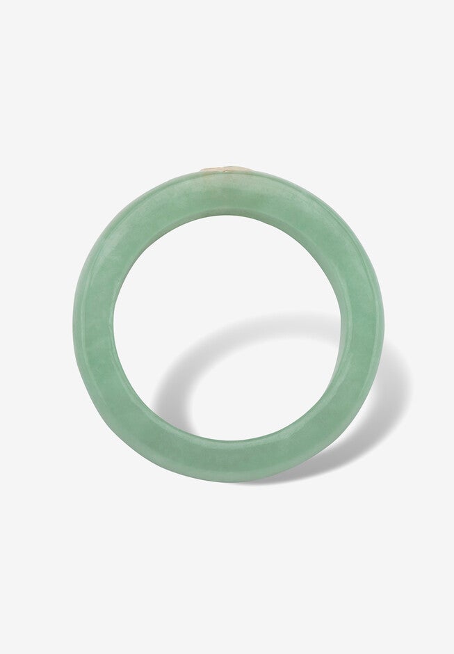 10K Yellow Gold Bezel Set White Topaz Jade Ring Jewelry, , on-hover image number 1
