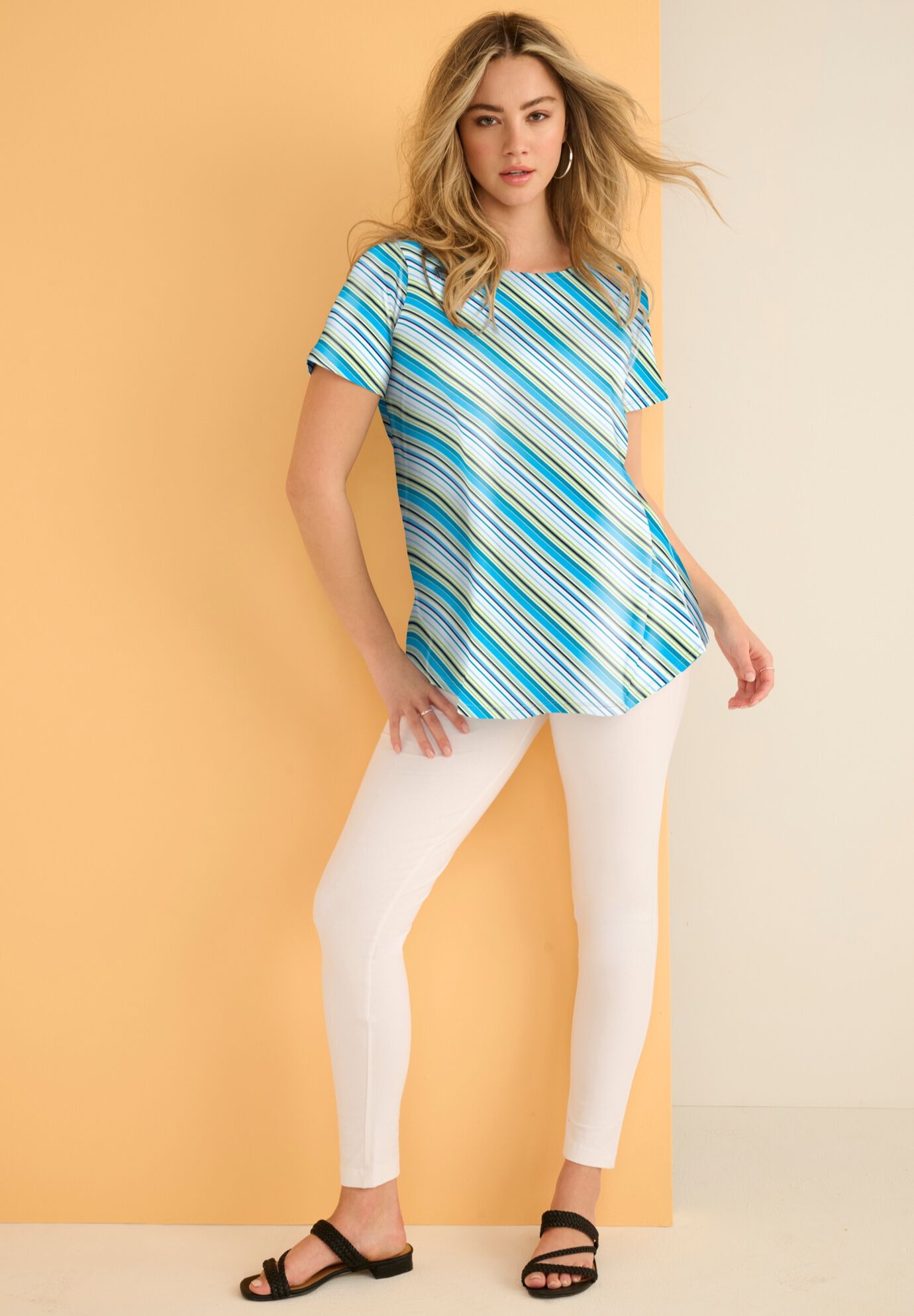 Plus Size Ultimate Cotton Crewneck Short Sleeve Swing Tee, , alternate image number 4