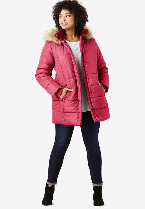 Classic-Length Puffer Jacket with Hood | Swimsuits For All