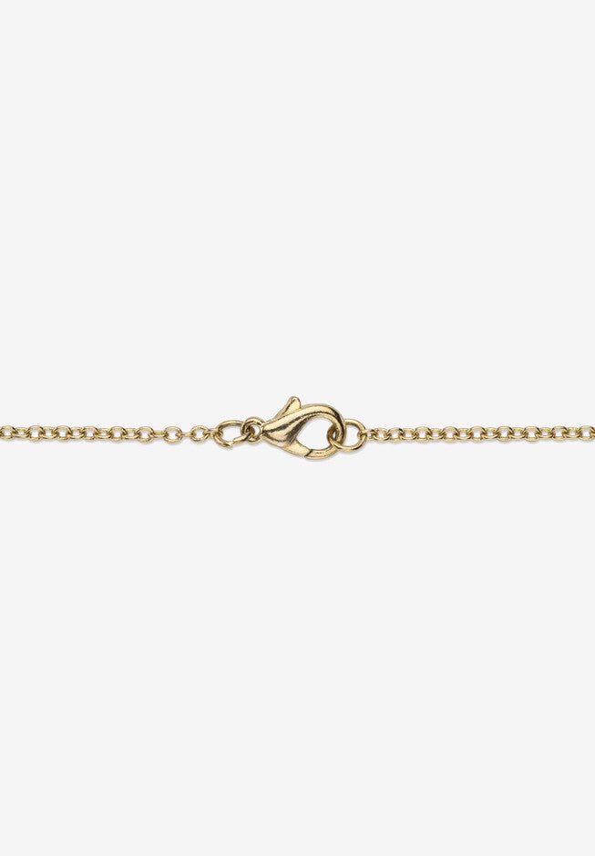 Yellow Gold-Plated Marquise Shaped Onyx And Cubic Zirconia Pendant Jewelry, , on-hover image number null