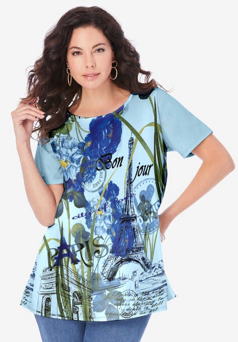 Graphic Tee, BLUE PARISIAN GARDEN, hi-res image number null
