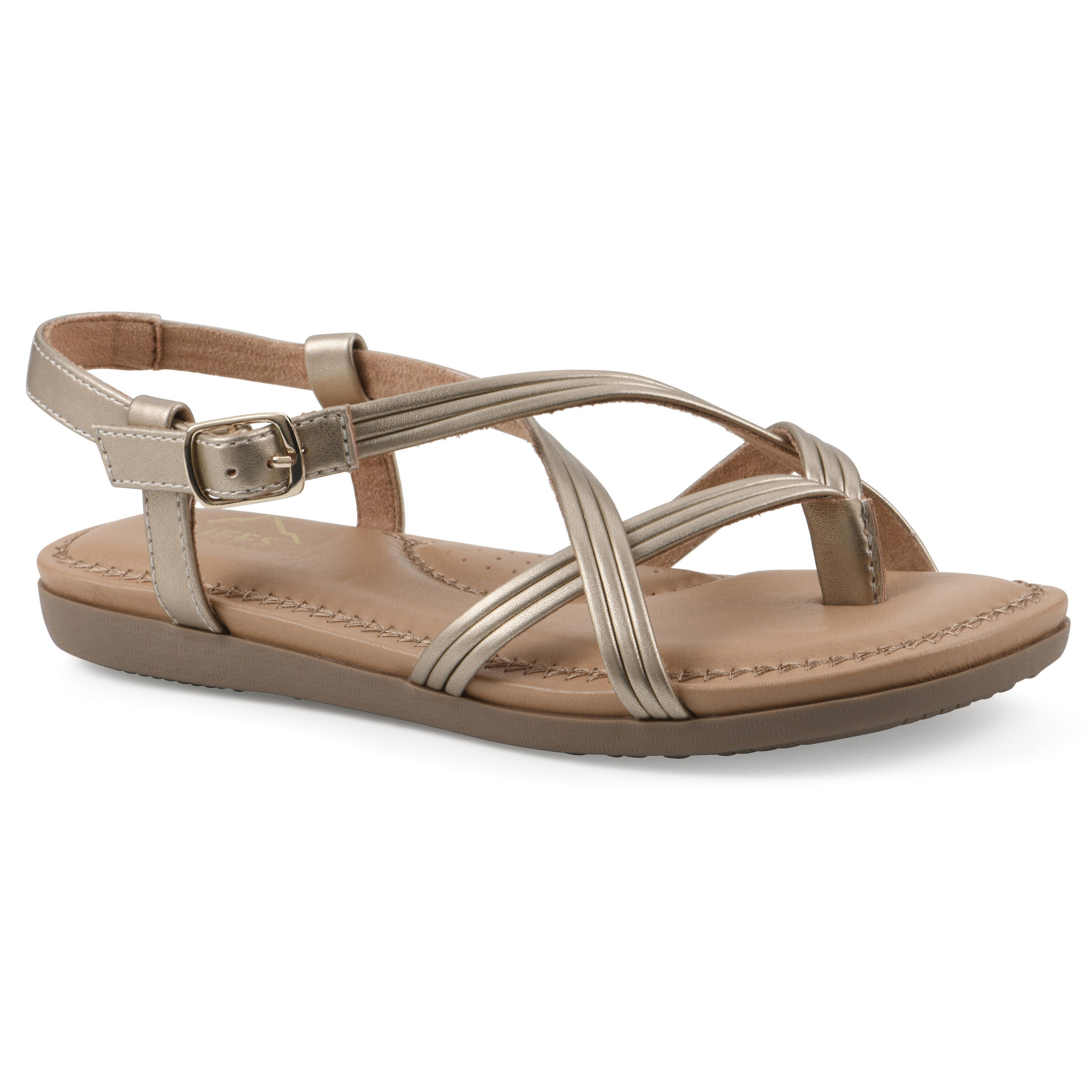 Frania Strappy Flat Sandal, GOLD SMOOTH, hi-res image number 0