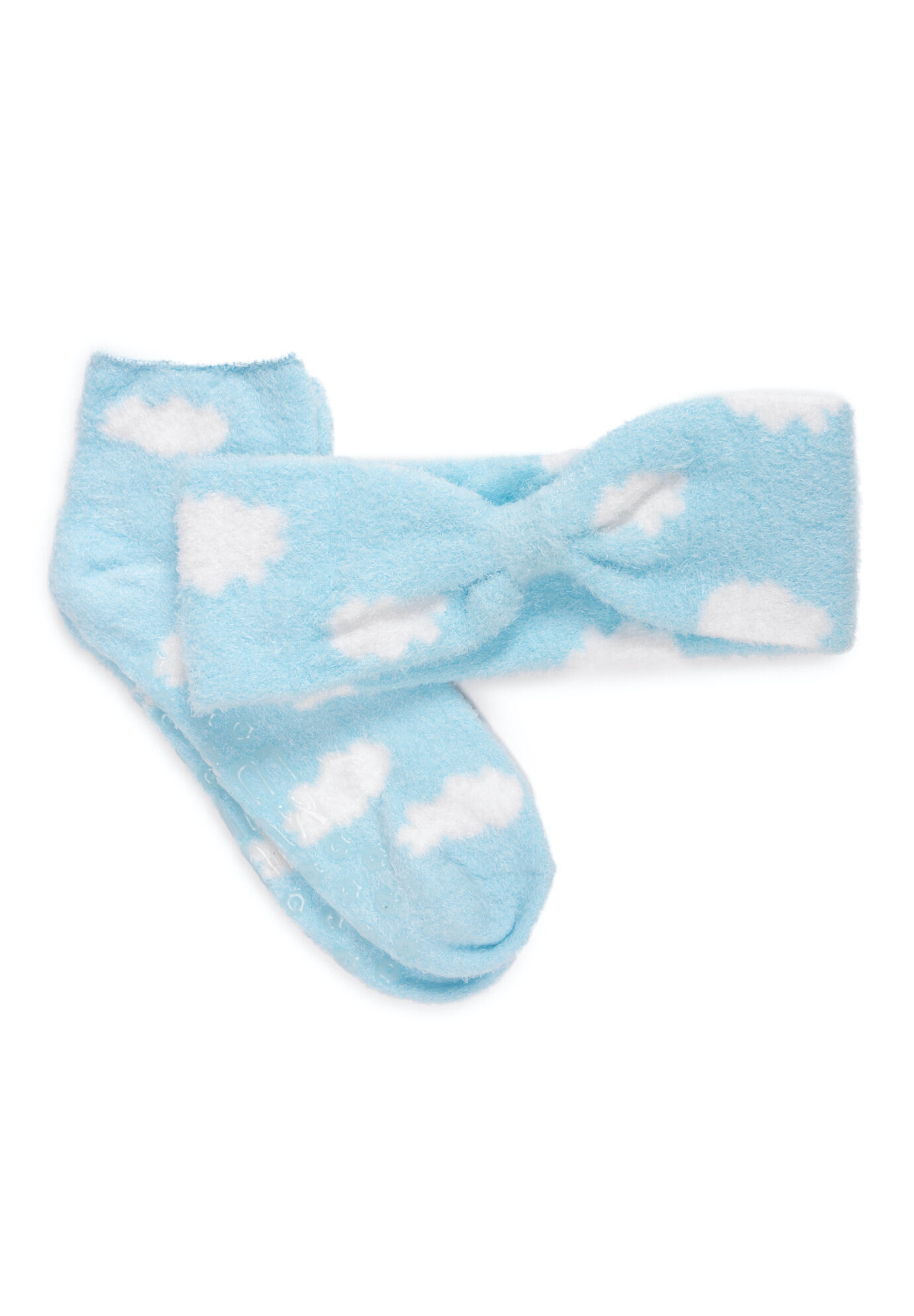 Women's Aloe Infused Sock And Headband Set by MUK LUKS in Light Blue (Size ONE)