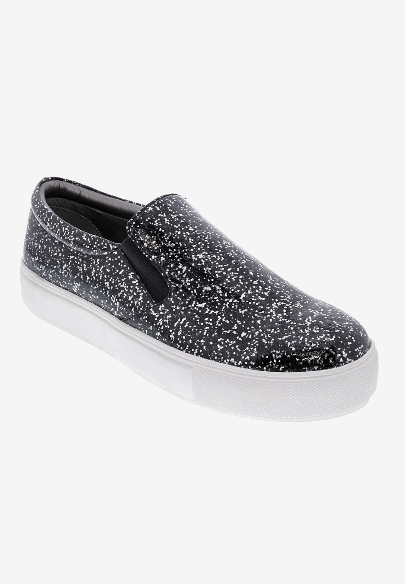 Wide Width Women's Accent Slip On Sneaker by Bellini in Black Sparkle (Size 8 W)