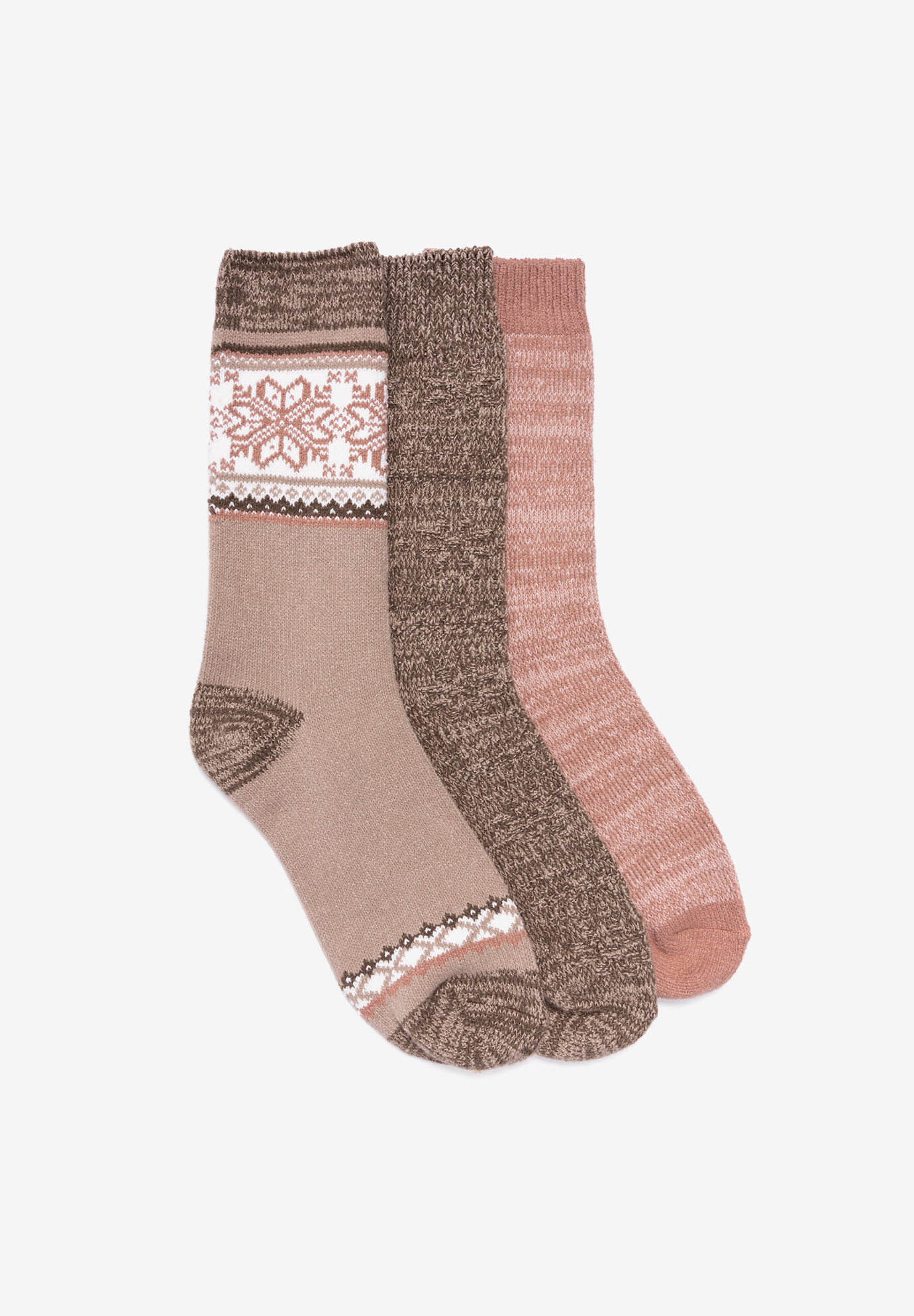 Women's 3 Pair Pack Boot Socks by MUK LUKS in Pink Neutral (Size ONE)