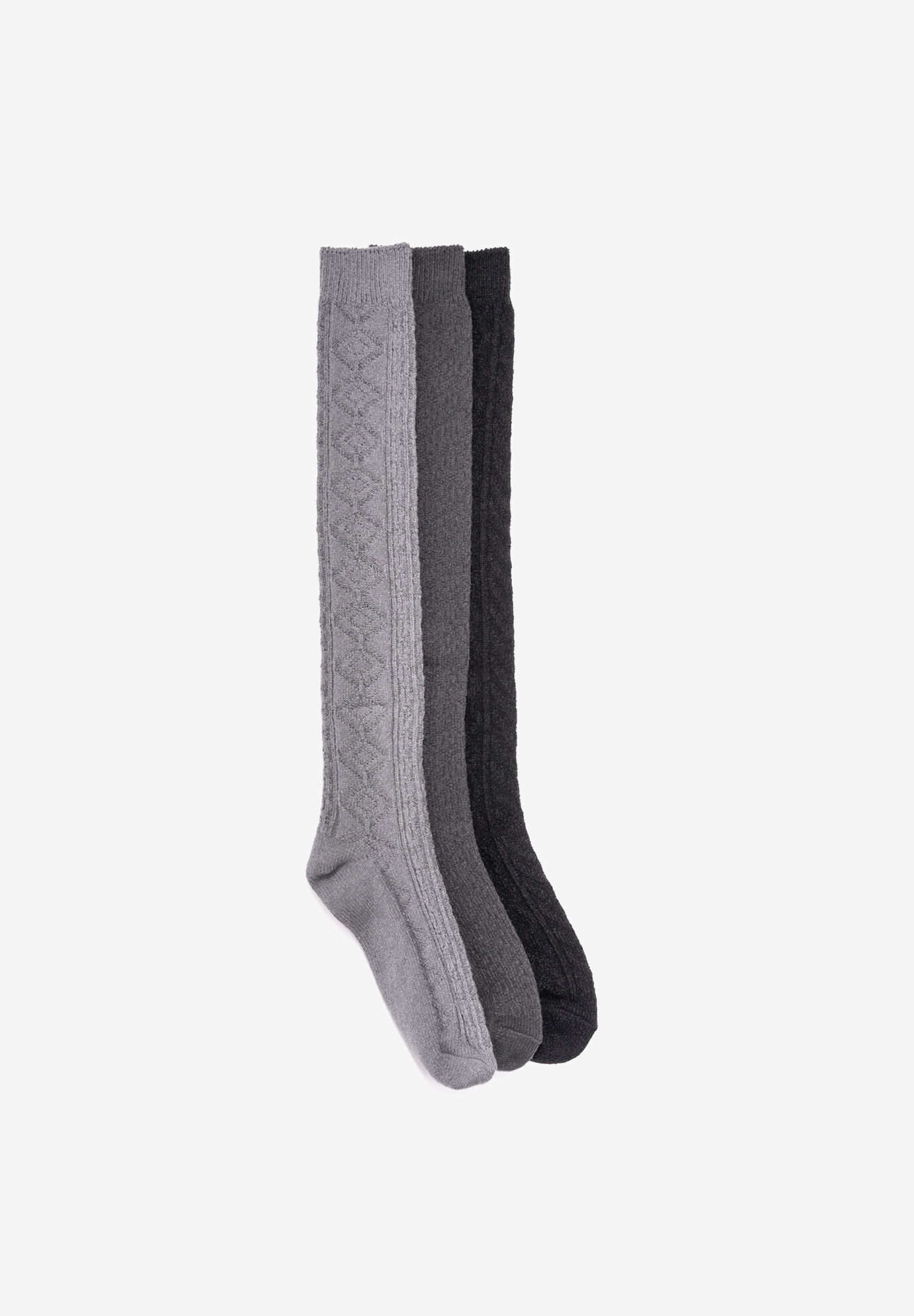 Women's 3 Pair Pack Knee High Socks by MUK LUKS in Dark Neutral (Size ONE)